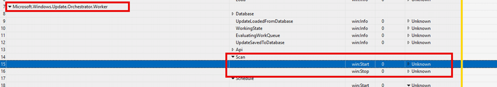when opening the etl file we can spot the whole update flow and how the hotpatching setting comes down to the device