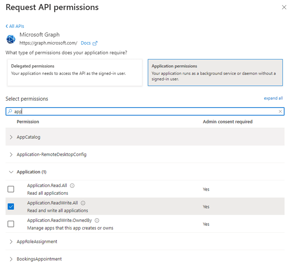 Application permissions