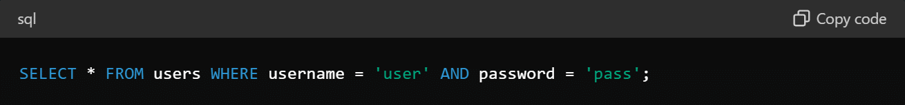 An SQL Query to fetch the username and password from a user