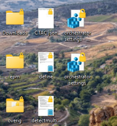 all files are showing a yellow padlock