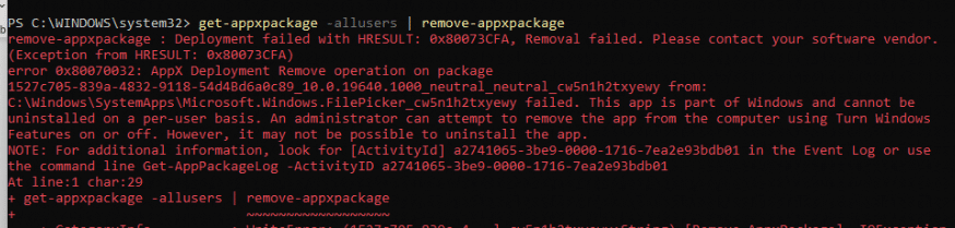 Remove built-in Windows Apps by firing off the get-appxpacakge -allusers | remove-appxpackage could be a bad idea