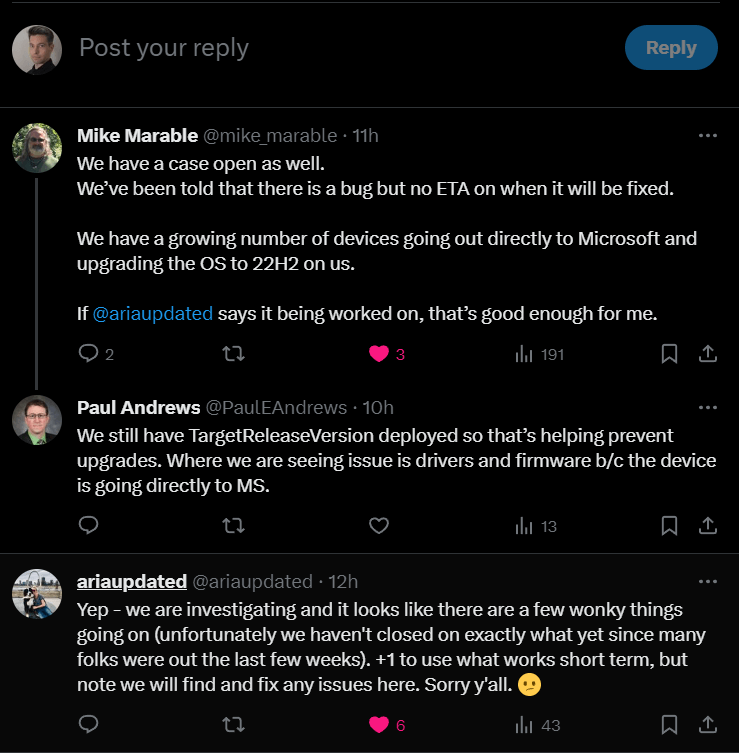 Twitter thread talking about Scan Source not working as expected