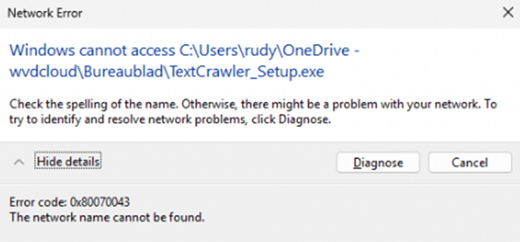 error code 0x80070043 the network name cannot be found
