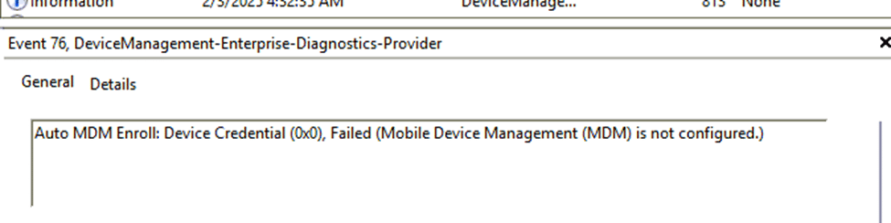 auto mdm enroll failed: Mobile Device Management is not configured