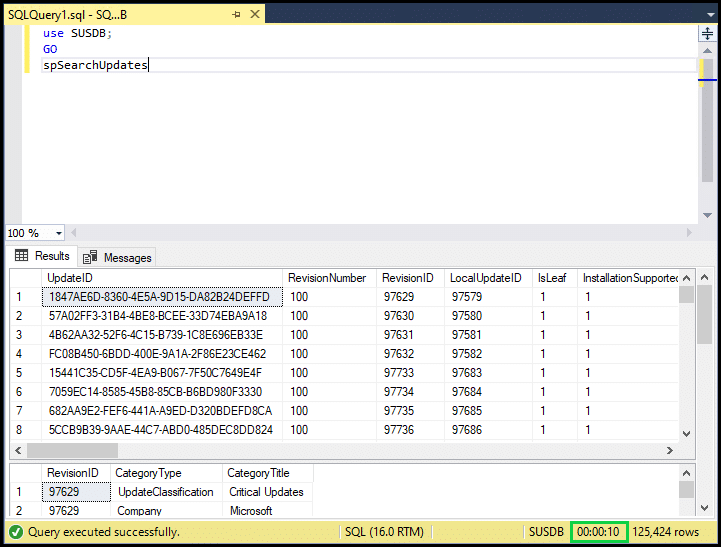 spSearchUpdates SQL Query