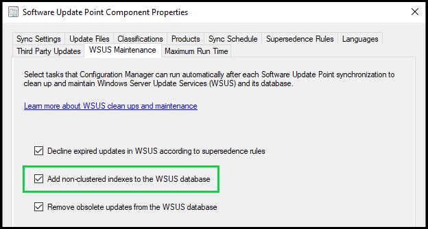 Software Update Point WSUS Maintenance