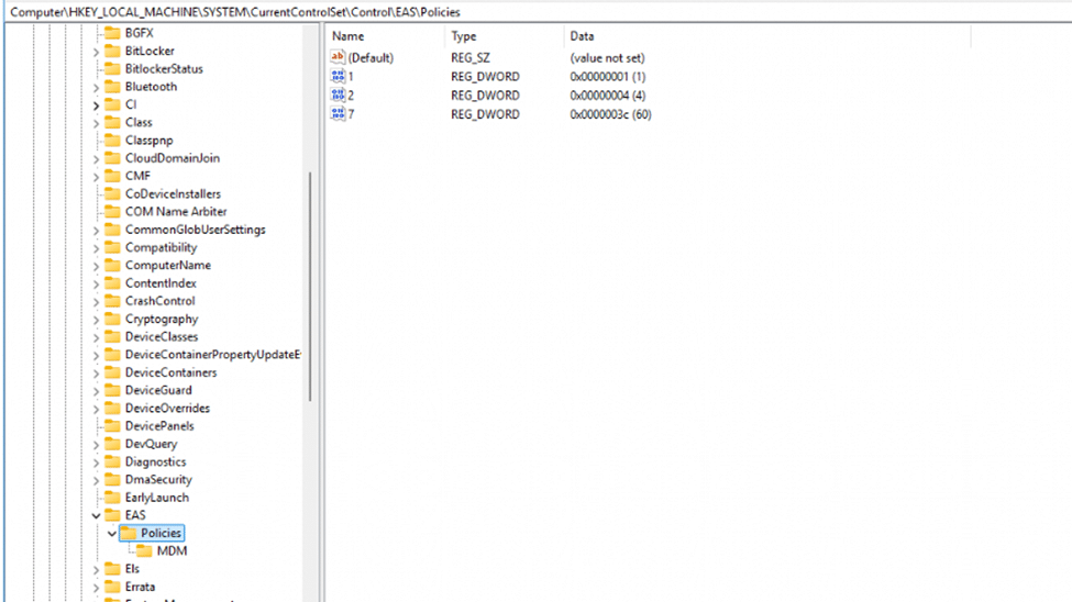 easpolicies DeviceLock