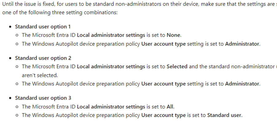 the entra administrator group issue that conflicts with the ap-dp profile settings