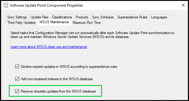 Software Update Point WSUS Maintenance