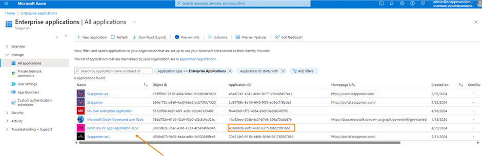 Enterprise application in another tenant