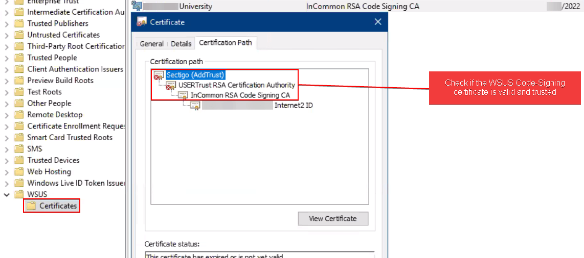 Check if WSUS Cert Root CA is Trusted