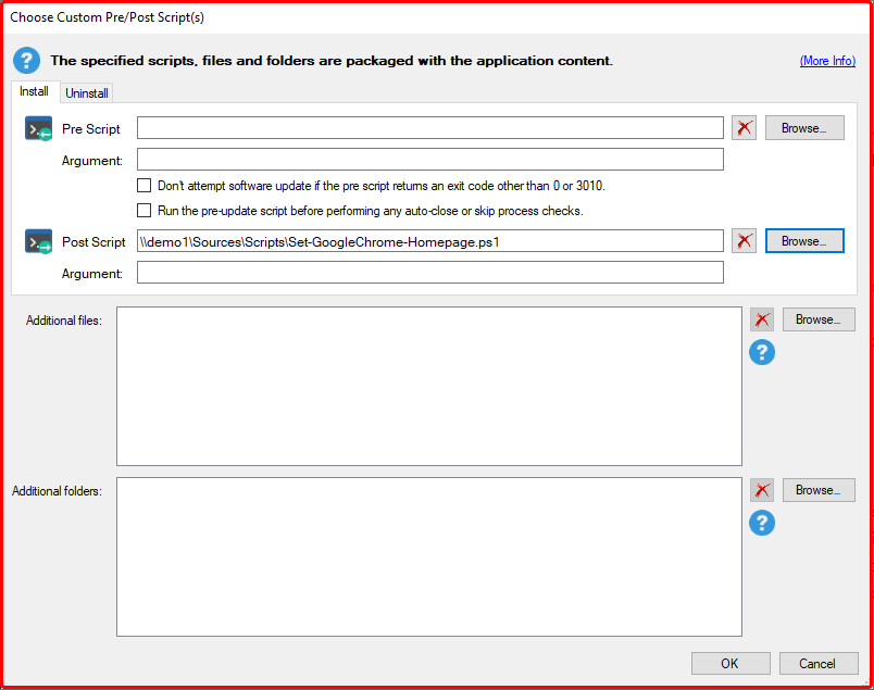 Choose Custom Pre/Post Scripts