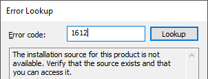 MSI Error 1612