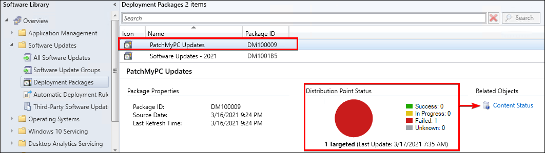 SCCM Software Update Deployment Package in Failed State
