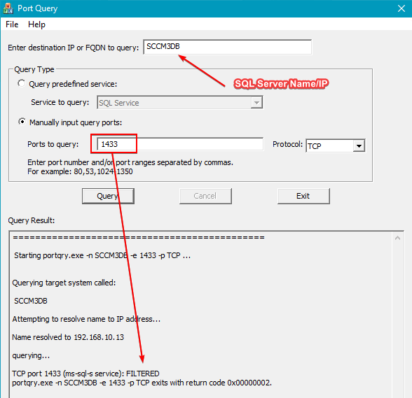 SQL Server Port Filtered from WSUS Server