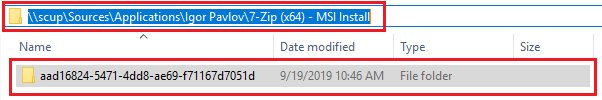 UNC content folder for deployment type in file explorer