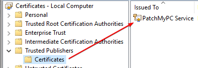 Validate Certificate now Exist in Trusted Publishers