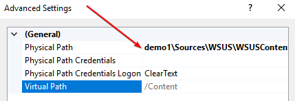 WSUS Bug Removed Backslashs in UNC Path