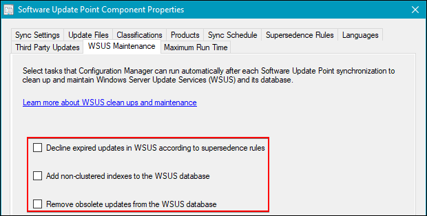 WSUS Maintenance Turned Off in SCCM