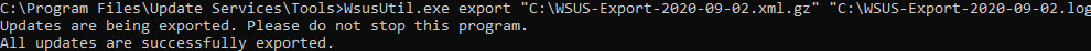 WSUSUtil export WSUS Catalog