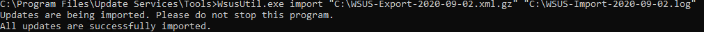 WSUSUtil import WSUS Catalog