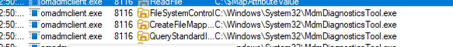the omadmclient.exe will execute the mdmdiagnosticstool.exe