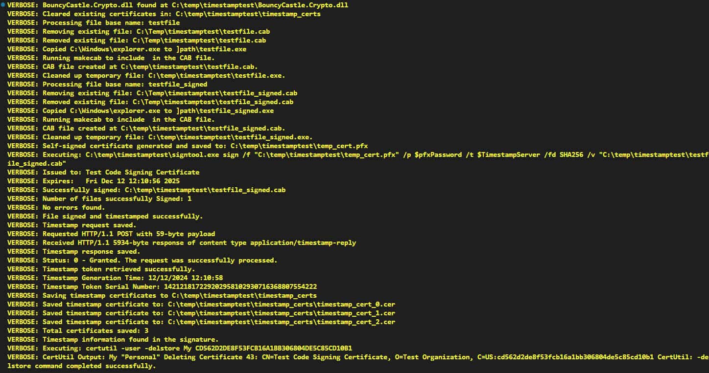 Timestamping verbose