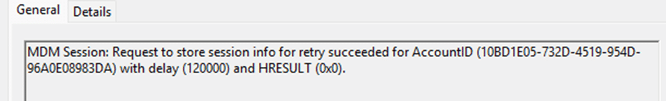 the new sync event log showing that a request to store info for retry succeeded