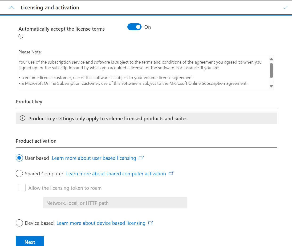 configuring the license option