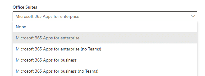 Choose Microsoft 365 apps Enterprise or Business