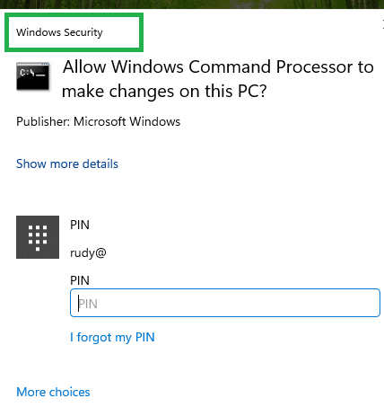 when elevating a process with administrator protection is enabled, you will notice a new Windows Security prompt instead of the legacy UAC prompt