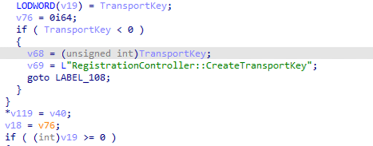 the dsreg.dll createtransportkey function