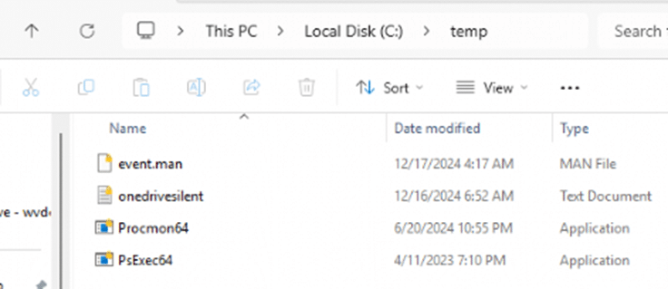the files in the C:\temp are encrypted