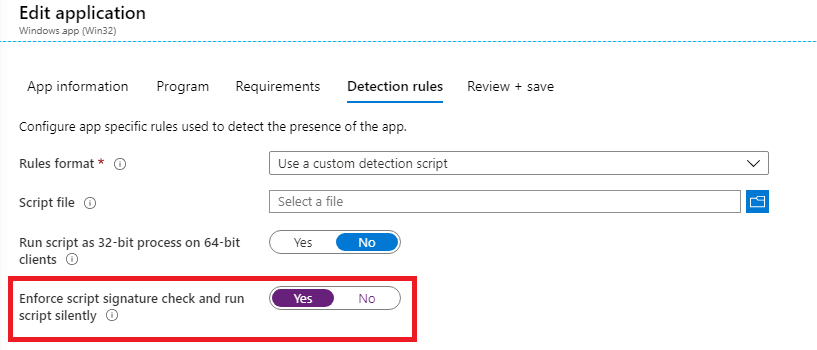 enforcing the signature property within Intune tenant