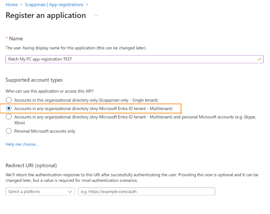 Multitenant app registration