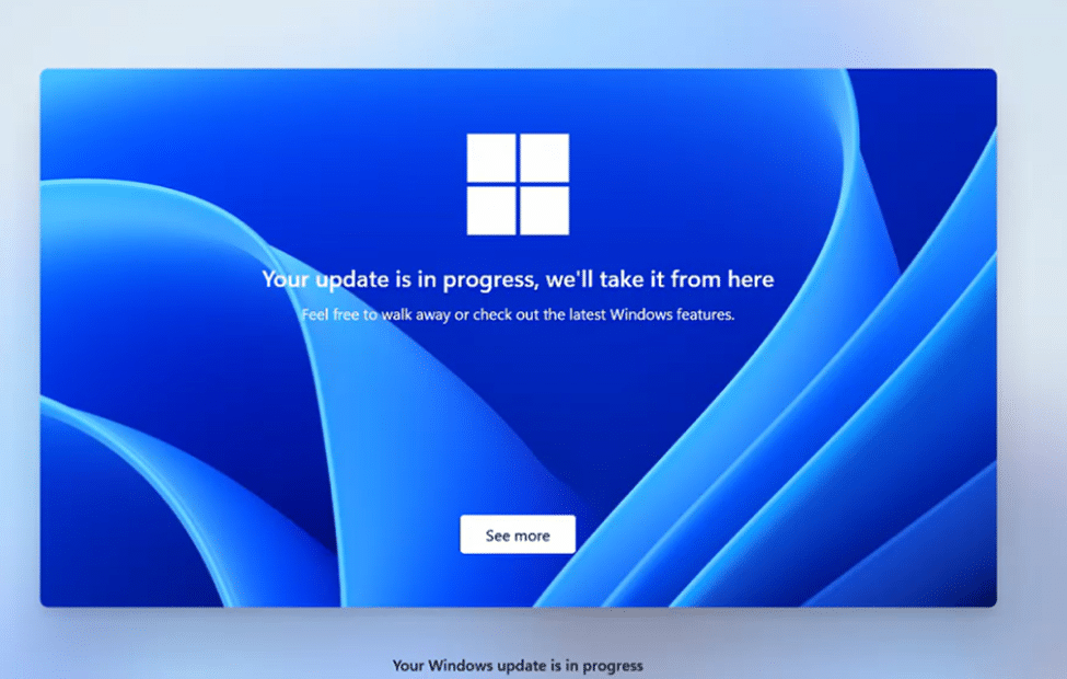 Quality Updates During out-of-box experience showing that your update is in progess