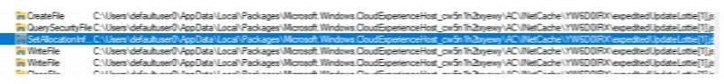 the json file that contains the instruction to enable the Windows Update Experience is saved in defaultuser appdata folder