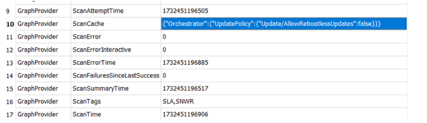 the scancache contains the updatepolicy to allowrebootlessupdates (hotpatching)