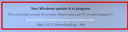 Quality Updates During out-of-box experience showing the your windows update is in progress