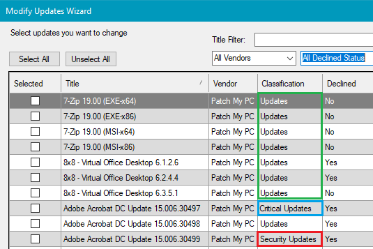 third-party software update classifications