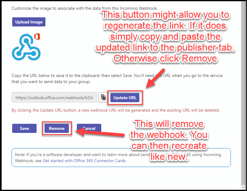 update or recreate webhook
