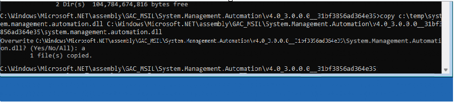 replacing the system.management.automation.dll  windows 11 24h2 file with one from 23h2