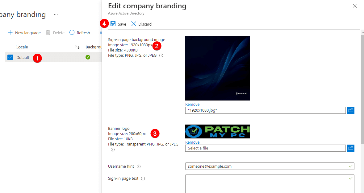 Add Company branding in Azure Active Directory Properties