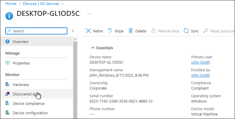 Device enrolled into Microsoft Intune
