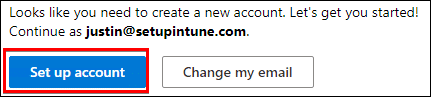 Intune Set up account