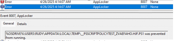 applocker checking the test powershell script to determine if it needs to run in Constrained Language Mode