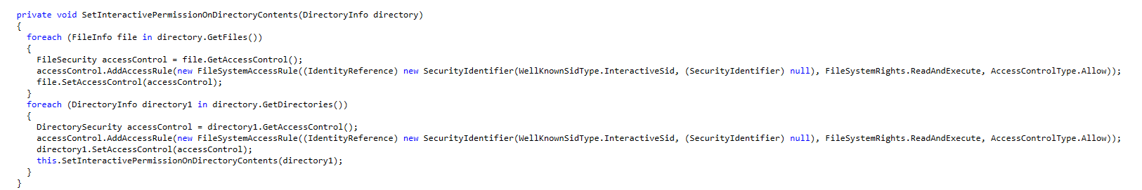 the intune management extension adding permissions for the INTERACTIVE user group