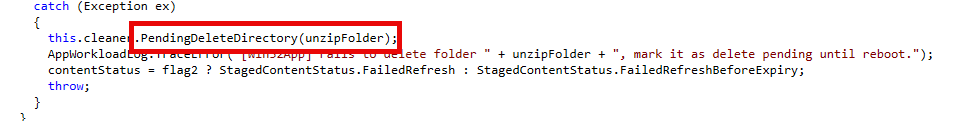 the function that deletes the unzip folder from the imecache