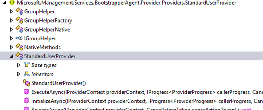 bootstrapper dll showing the standard user provider method