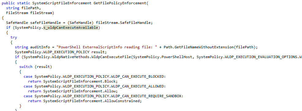 wldpcanexecuteavailable function in powershell
